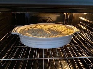 Rhubarb Crumble In The Oven