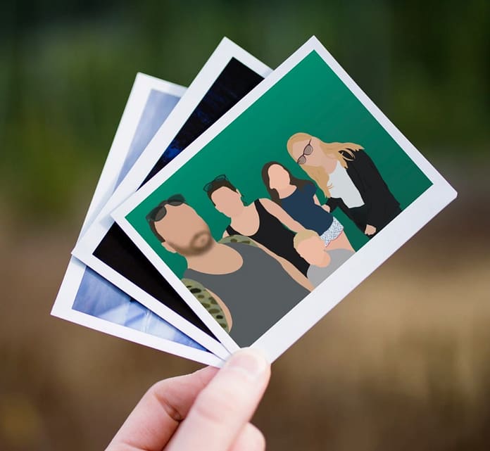 Founde Family Illustraton On Polaroid